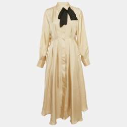 Zimmermann Beige Silk Pleated Midi Shirt Dress L