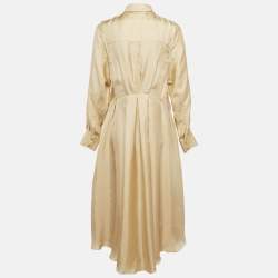 Zimmermann Beige Silk Pleated Midi Shirt Dress L