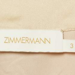 Zimmermann Beige Silk Pleated Midi Shirt Dress L