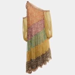 Zimmermann Multicolor Floral Print Silk Paneled Carnaby Midi Dress L