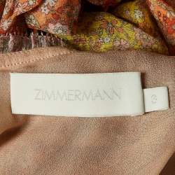 Zimmermann Multicolor Floral Print Silk Paneled Carnaby Midi Dress L