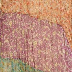 Zimmermann Multicolor Floral Print Silk Paneled Carnaby Midi Dress L