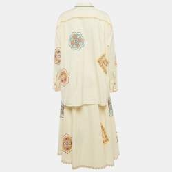 Zimmermann Cream Ottie Lace Trim Cotton Shirt and Skirt Set M/L