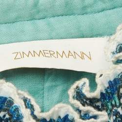 Zimmermann Blue Printed Plisse Ruffled Top S