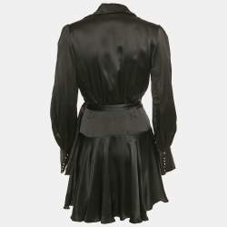 Zimmermann Black Silk Mini Wrap Dress S