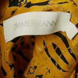 Pre Owned Zimmermann Yellow Printed Cotton Flounce Mini Dress XS