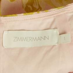 Zimmermann Pink/Yellow Printed Linen Ruffled Cut-Out Mini Dress M