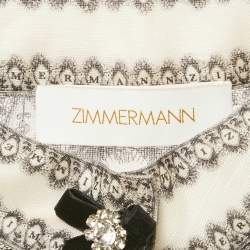 Zimmermann Off-Linen Printed Linen and Silk Button Front Blouse XL