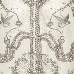Zimmermann Off-Linen Printed Linen and Silk Button Front Blouse XL