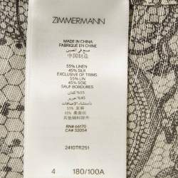 Zimmermann Off-Linen Printed Linen and Silk Button Front Blouse XL