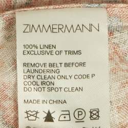 Zimmermann Orange Floral Print Linen Belted Mini Dress M