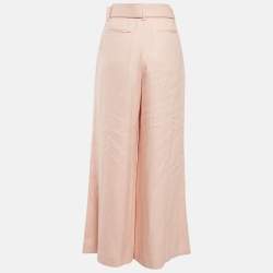 Pre Owned Zimmermann Pink Linen Belted Flared Trousers M