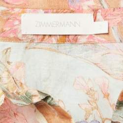 Pre Owned Zimmermann Multicolor Floral Printed Ramie & Linen Shirt & Pants Set L