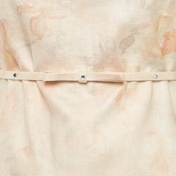 Zimmermann Pink Rose Print Linen Crystal Embellished Midi Dress XS