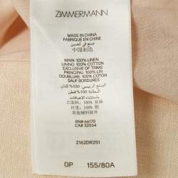 Zimmermann Pink Rose Print Linen Crystal Embellished Midi Dress XS
