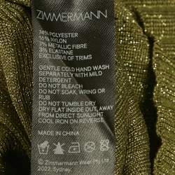 Pre Owned Zimmermann Green Lurex Knit Cold Shoulder Bodycon Dress XS