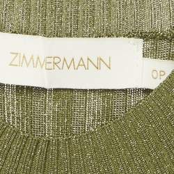 Pre Owned Zimmermann Green Lurex Knit Cold Shoulder Bodycon Dress XS