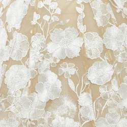 Pre Owned Zimmermann Beige/White Floral Applique Tulle Structured Mini Dress S