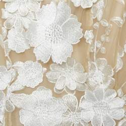 Pre Owned Zimmermann Beige/White Floral Applique Tulle Structured Mini Dress S