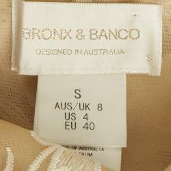 Pre Owned Zimmermann Beige/White Floral Applique Tulle Structured Mini Dress S