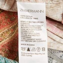 Pre Owned فستان ميني زيمرمان بطبعة متعددة الألوان من قماش القطن بأزرار وأحزمة مقاس صغير - سمول