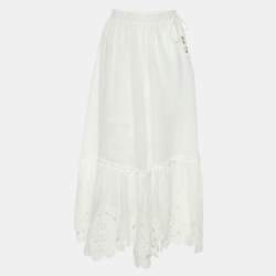 Zimmermann White Ramie Floral Lace Maxi Skirt XS