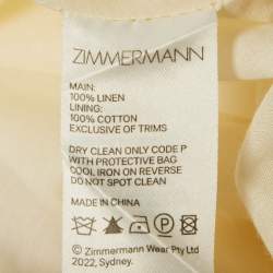 Pre Owned Zimmermann Cream/Purple Floral Print Linen Puff Sleeve Midi Dress L