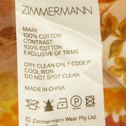 Zimmermann Orange Floral Print Cotton Wrap Mini Dress M