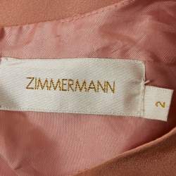 Pre Owned Zimmermann Pink Silk Drape Detail Midi Dress M