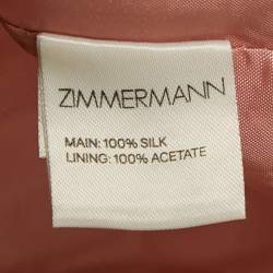 Pre Owned Zimmermann Pink Silk Drape Detail Midi Dress M