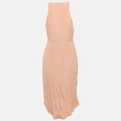 Pre Owned Zimmermann Pink Silk Drape Detail Midi Dress M