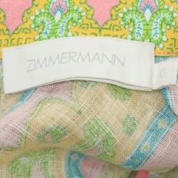 Zimmermann Multicolor Paisley Printed Linen Belted Midi Dress S