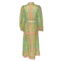 Zimmermann Multicolor Paisley Printed Linen Belted Midi Dress S