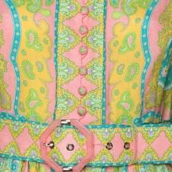 Zimmermann Multicolor Paisley Printed Linen Belted Midi Dress S