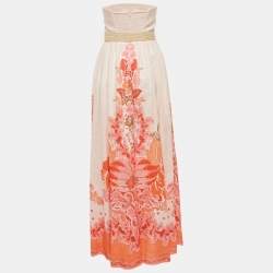 Pre Owned فستان زيمرمان ماكسي بدون حمالات زهري بطبعة زهور مقاس صغير