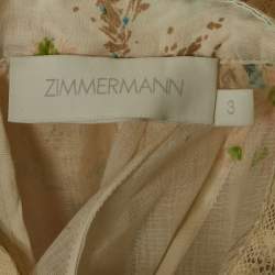 مملوكة مسبقًا Zimmermann Off-White Floral Print Ramie Tiered Midi Dress L