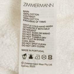 Pre Owned Zimmermann White Palm Tree Terry Cotton Fringed Crop Top M