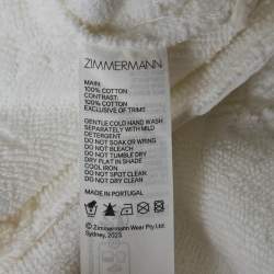 Pre Owned Zimmermann White Palm Tree Terry Cotton Fringed Kaftan Dress M