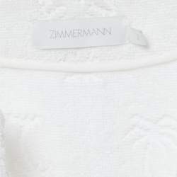 Pre Owned Zimmermann White Palm Tree Terry Cotton Fringed Kaftan Dress M
