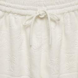 Pre Owned Zimmermann White White Palm Tree Terry Cotton Fringed Shorts M