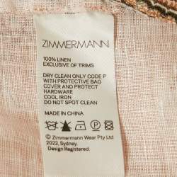 Zimmermann Light Orange Printed Button Front Belted Mini Dress S