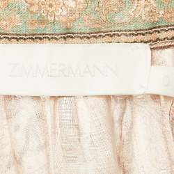 Zimmermann Light Orange Printed Button Front Belted Mini Dress S