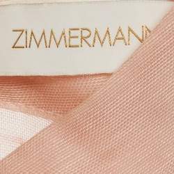 Pre Owned Zimmermann Pink Linen Blend Bow Detail Blouse M