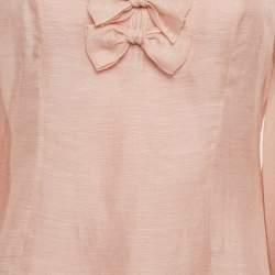 Pre Owned Zimmermann Pink Linen Blend Bow Detail Blouse M