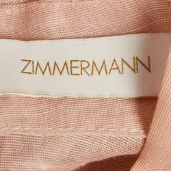Pre Owned Zimmermann Pink Linen Blend Bow Detail Blouse M