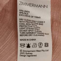 Pre Owned Zimmermann Pink Linen Blend Bow Detail Blouse M