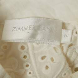 Pre Owned Zimmermann White Cotton Broderie Anglaise A-Line Dress M