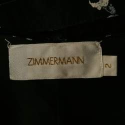 Pre Owned Zimmermann Black Floral Print Silk Lace Trim Jumpsuit M