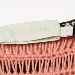 Pre Owned Zimmermann Multicolor Crochet Knit Tiered Dress L