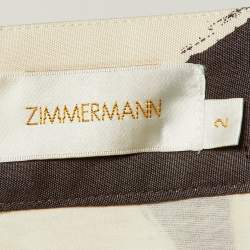 Zimmermann Cream Printed Silk Pleated Shorts M